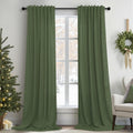 Pitalk Olive Green Curtains 90 in Length - Light Filtering Linen Blend