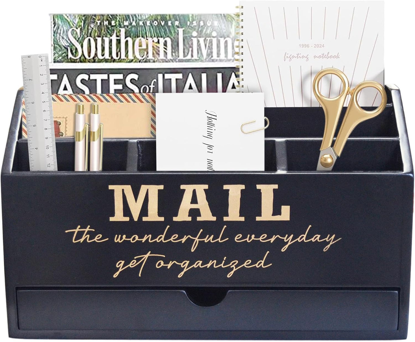 Rustic Wooden Mail Organizer - Desk Essential