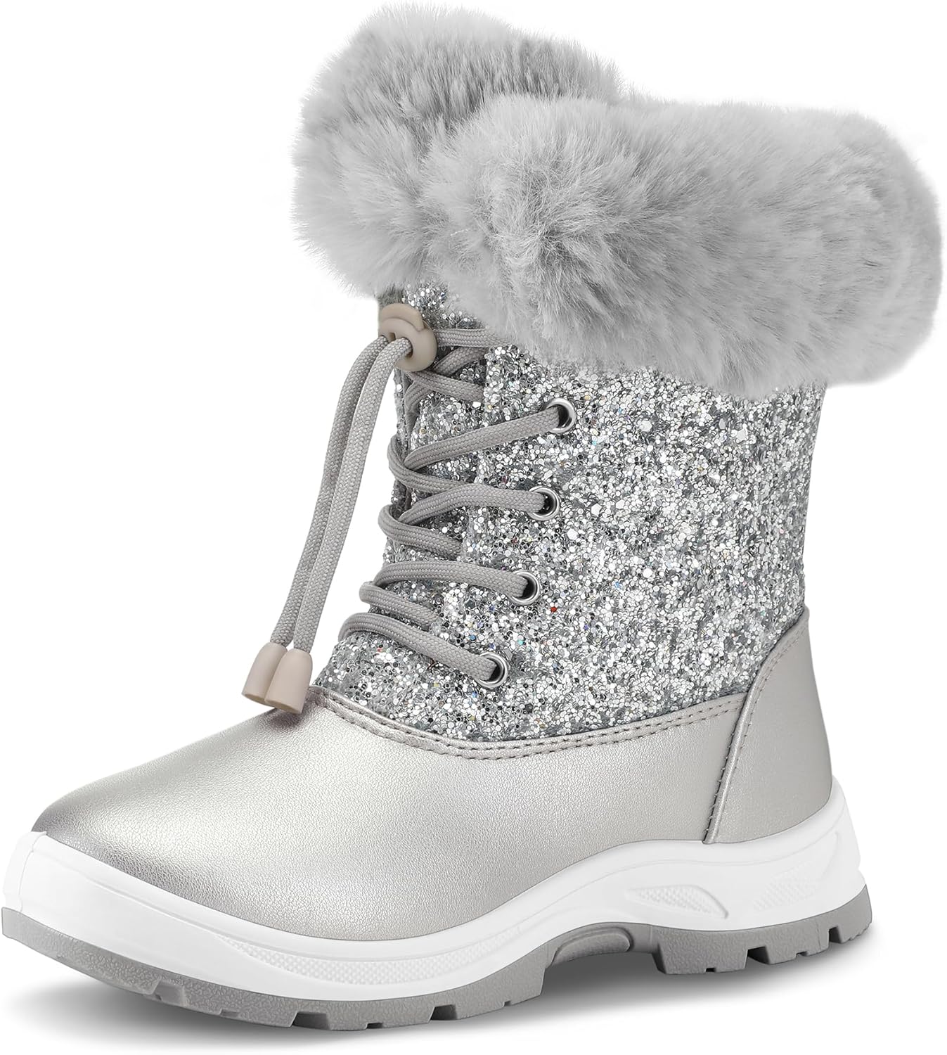 K KomForme Girls Glitter Snow Boots for Kids - Warm & Stylish