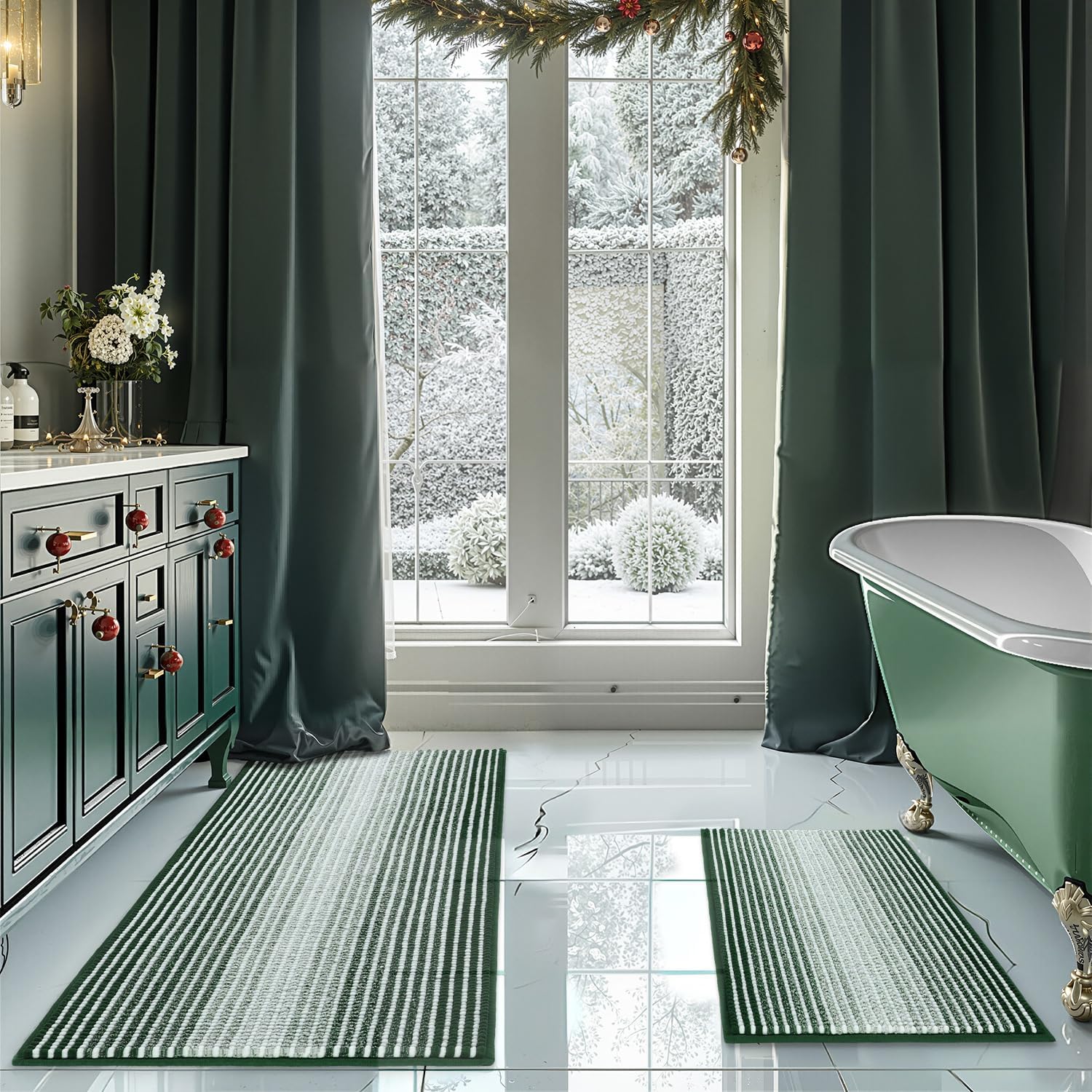 Thick Absorbent Chenille Bath Mat Set for Ultimate Comfort