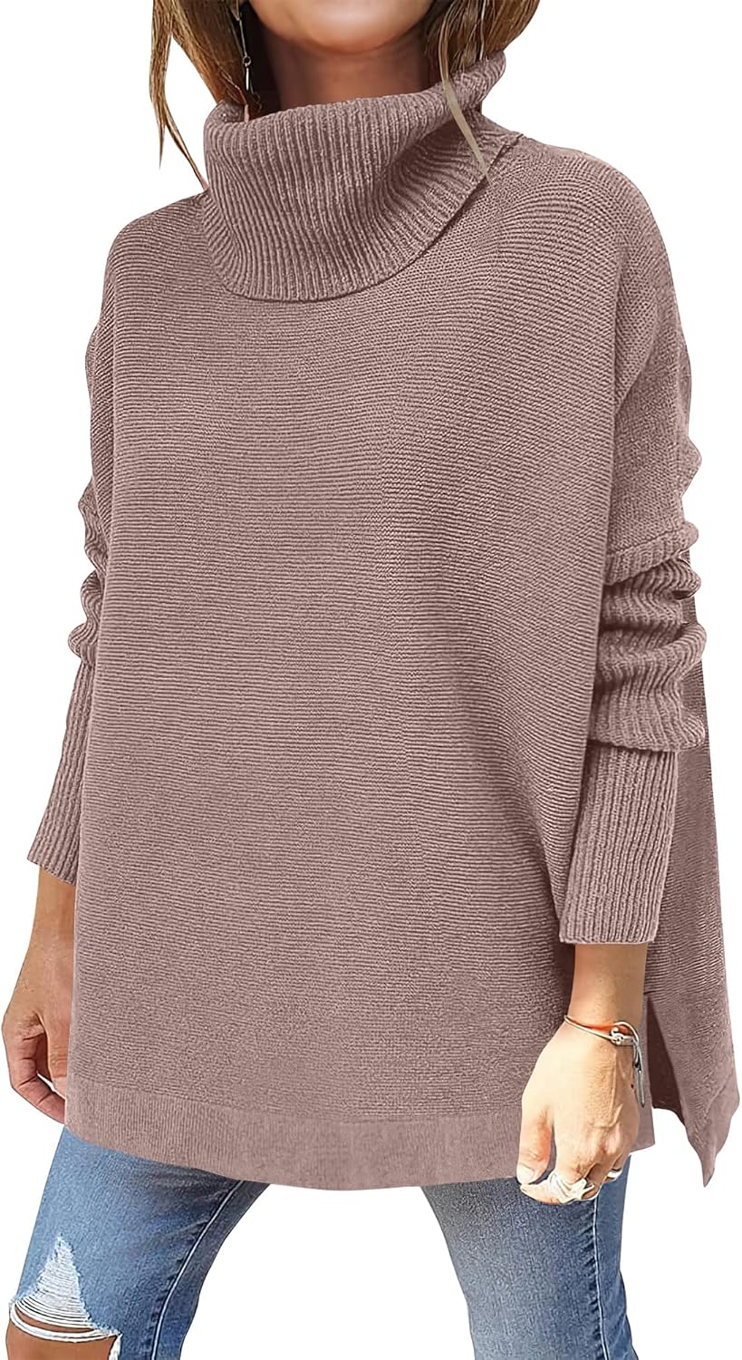Oversized Turtleneck Batwing Sleeve Sweater for Women