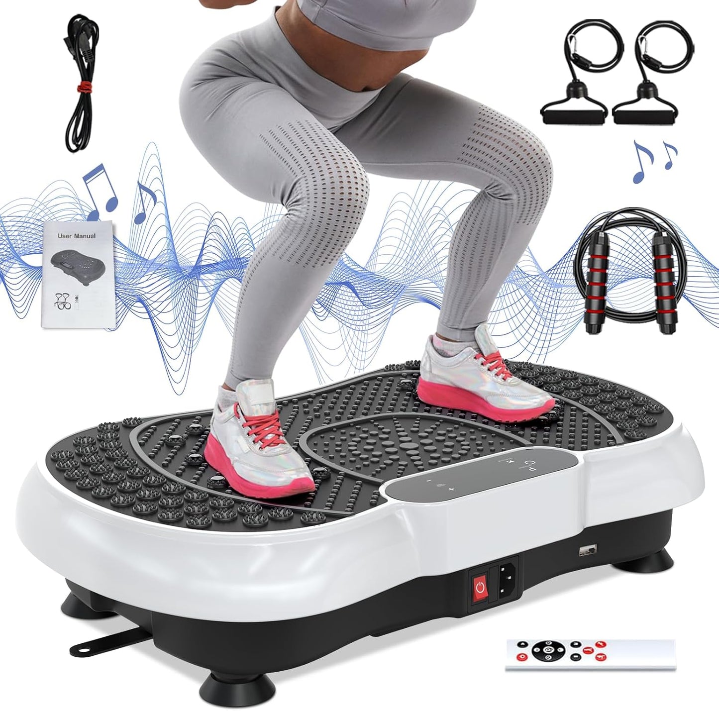 Vibration Plate Exercise Machine for Weight Loss with Bands