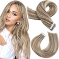 Highlighted Tape In Hair Extensions Light Brown with Blonde - 18in