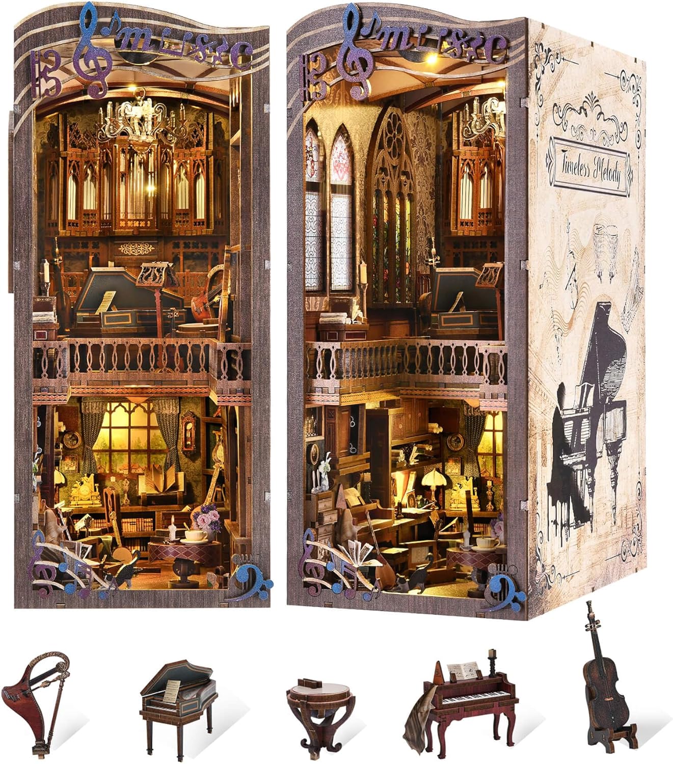 Timeless Melody Book Nook Kit for Unique Bookshelf Decor