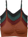 Kalon 4 Pack Womens Nylon Spandex Removable Pads Comfort Cami Bras 2X