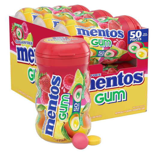 Mentos Sugar-Free Chewing Gum, Tropical Red Fruit and Lime Flavor