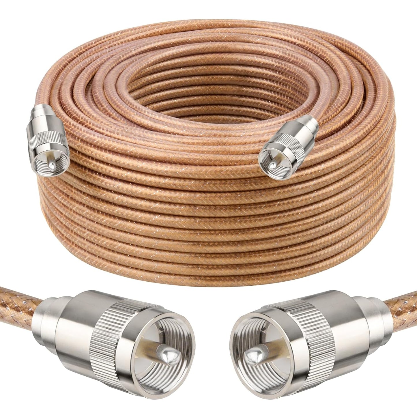 100FT RG8X Coaxial Cable with UHF Male Connectors for Radios