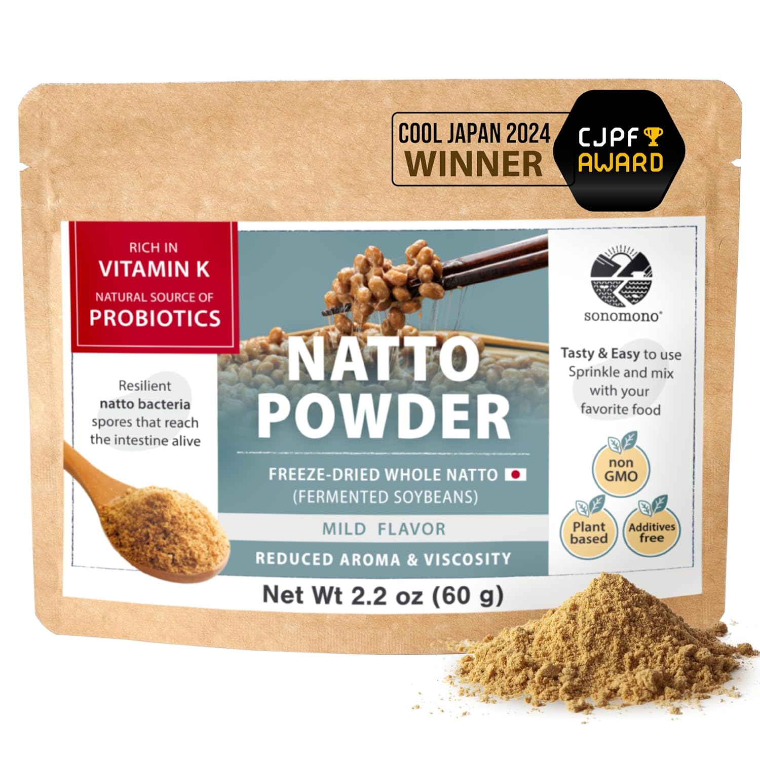 Sonomono Japanese Natto Mild Flavor Powder for Gut Health