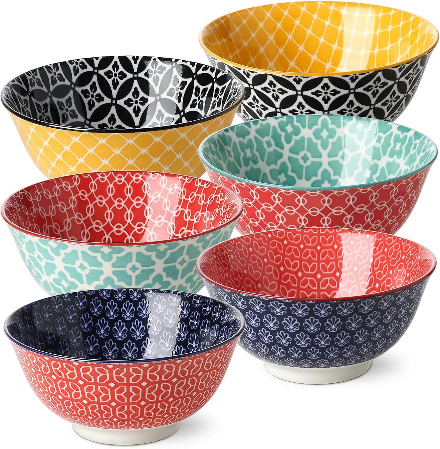DOWAN Soup Bowls Set of 6 - Colorful Ceramic Cereal Bowls