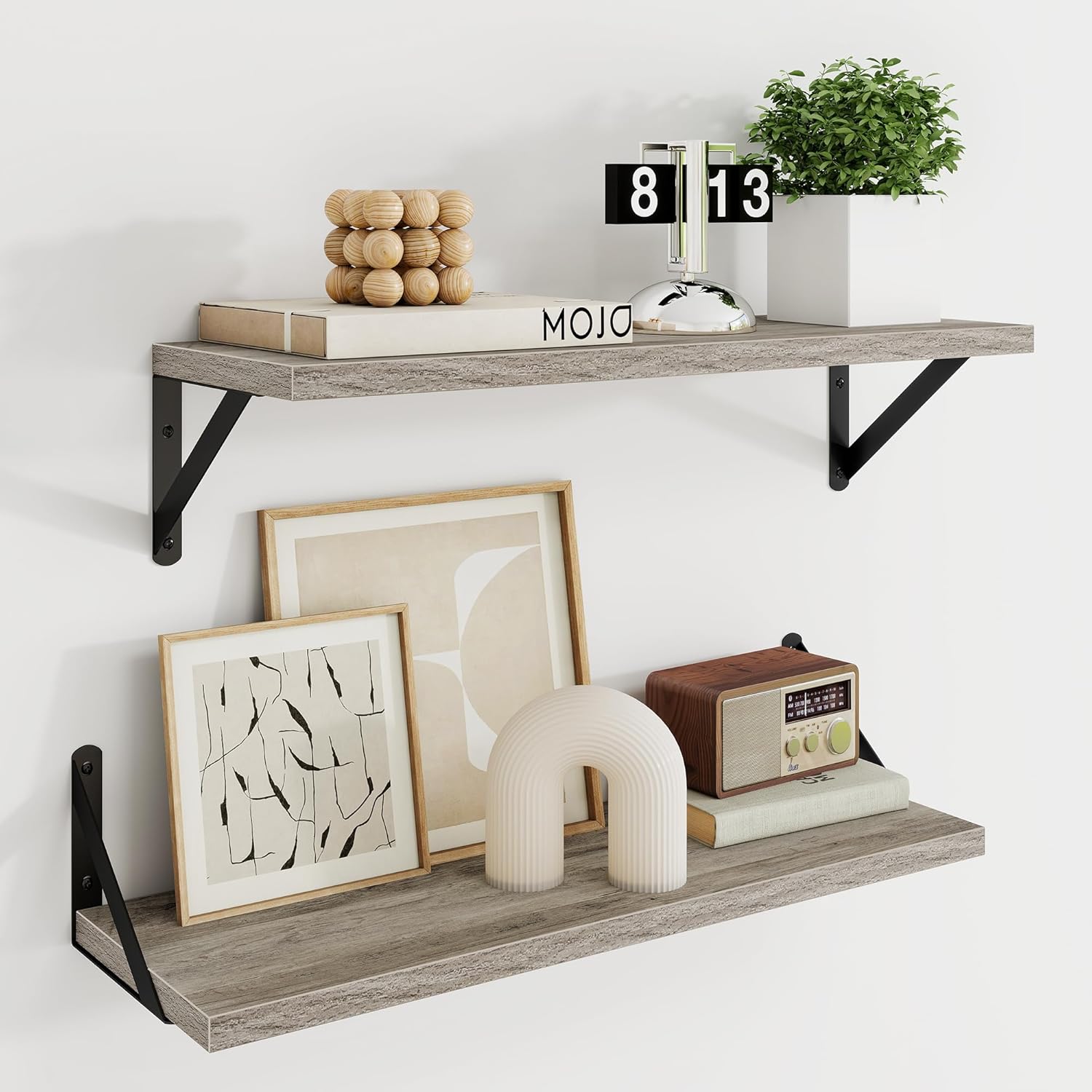 Grey Floating Shelves for Wall - Sturdy Storage Solution