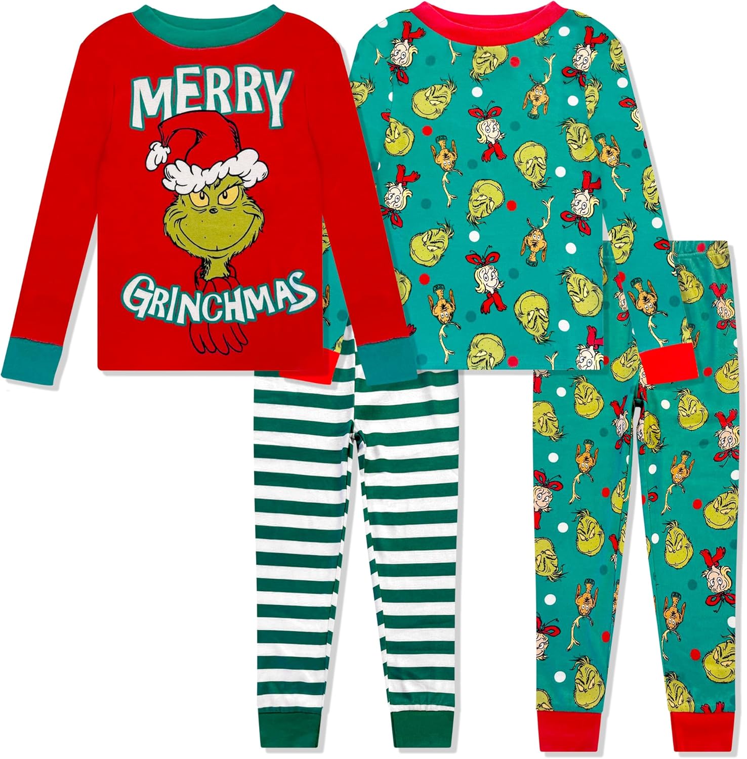 Grinch Christmas Pajamas 4 Piece Set for Kids - Holiday Fun