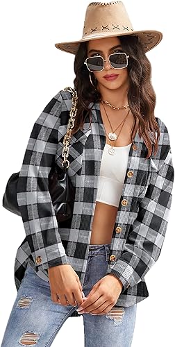 Beyove Women's Corduroy Shirt Long Sleeve Oversized Shacket