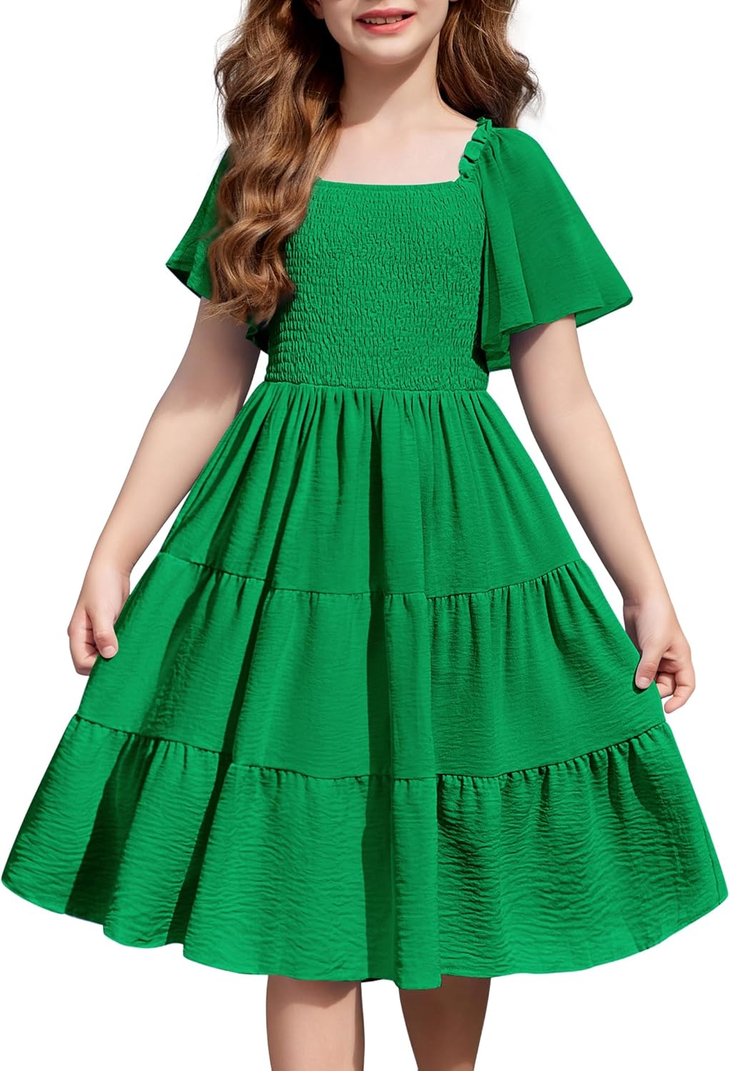 Arshiner Girls Summer Dress Tween Boho Casual Midi with Pockets