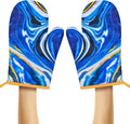 Blue Marble Silicone Oven Mitts - Non-Slip & Heat Resistant