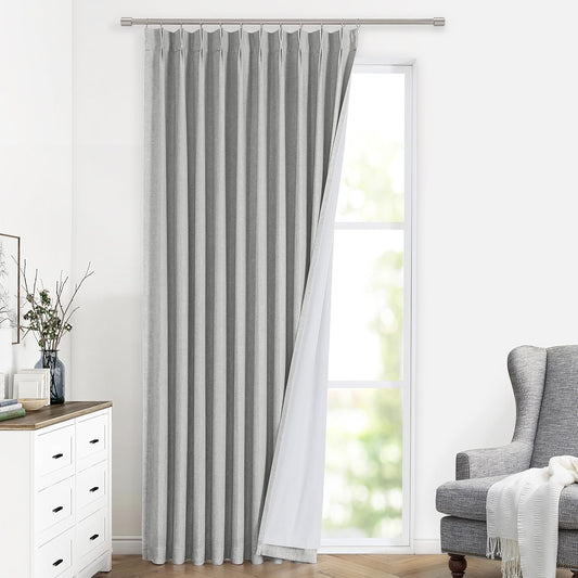 Light Gray Pinch Pleated Blackout Curtains for Bedroom & Living Room