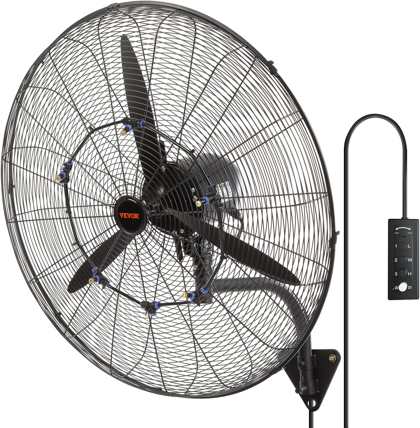 VEVOR 30 Inch Wall-Mount Misting Fan for Outdoor Cooling