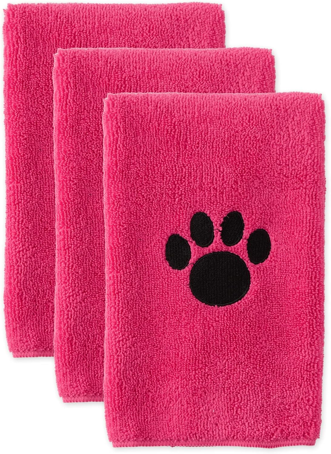 Quick-Dry Pet Towel Set, 3-Pack, Raspberry Sorbet - 15x30
