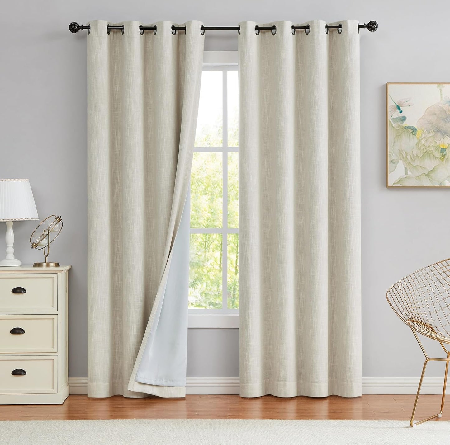 Beige Full Blackout Curtain Panel for Energy Efficiency and Style