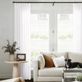 White Pleated Curtains 105 in Long Pinch Pleat Linen Panel - Light