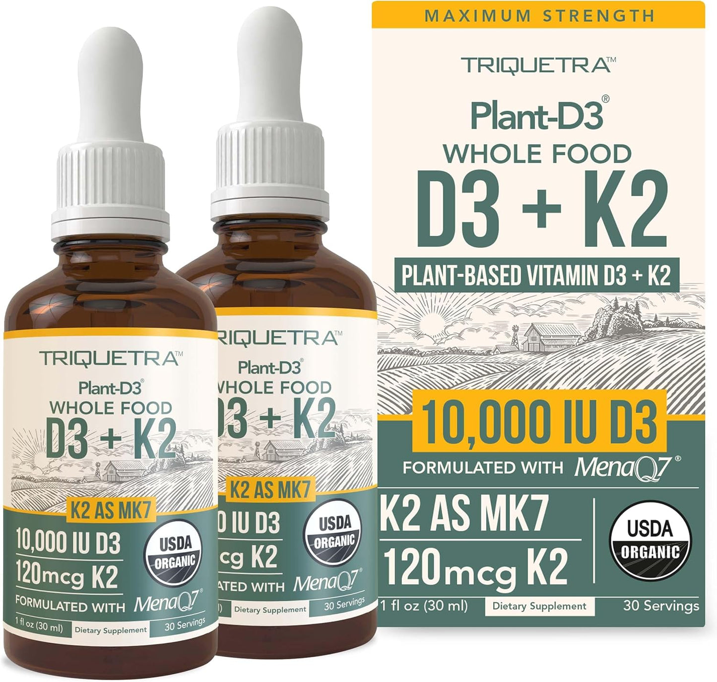 Organic Plant D3 + K2 Drops - Max Strength Immunity Support