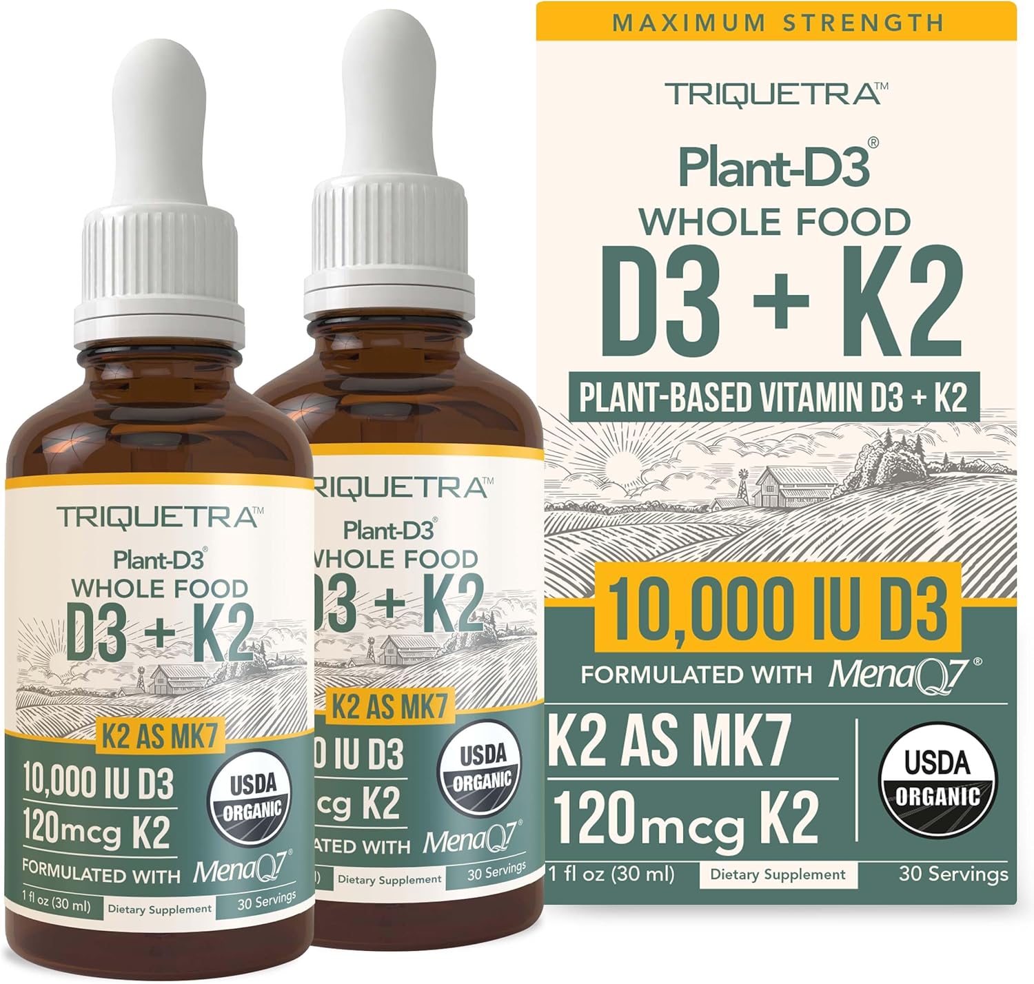 Organic Plant D3 + K2 Drops - Max Strength Immunity Support