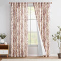 Lined Linen Blend Floral Curtains 84 in Red Peony - Light Filtering