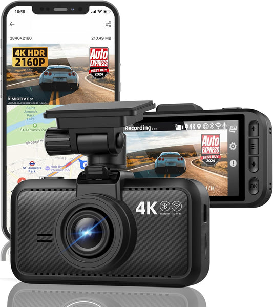 Miofive 4K Car Camera - WiFi, GPS, Night Vision