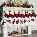 Christmas Stocking Set of 8 20in Plaid Rustic Family Stockings - Large
