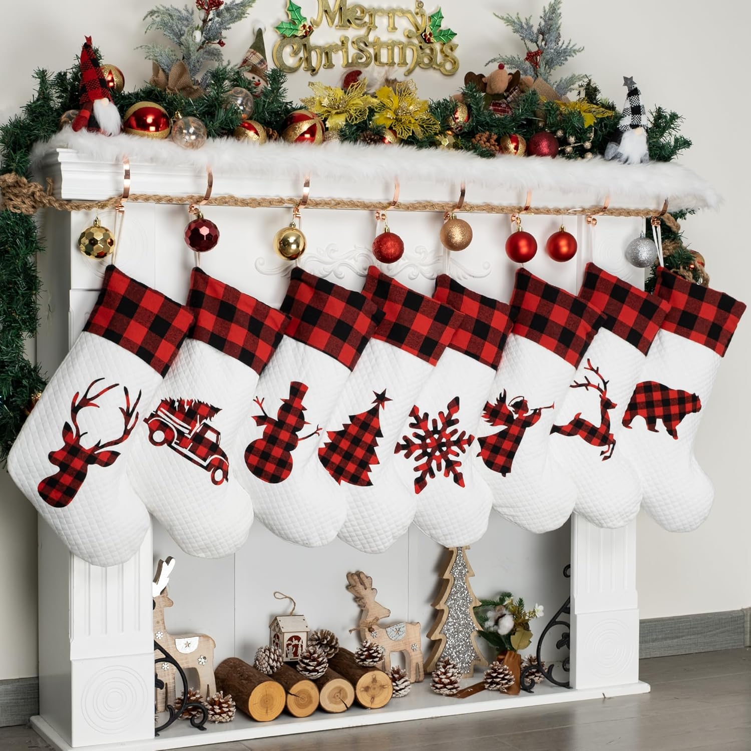 LUBOT Set of 8 Christmas Stockings for Holiday Decor