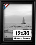 Black 12x30 Picture Frame.75 in Wide - Handmade Solid Wood