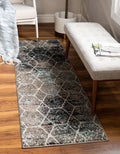 Trellis Frieze Geometric Runner Rug - Blue Multi/Ivory