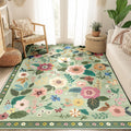 Floral 5x7 Area Rug Machine Washable Low Pile - Soft Boho Carpet