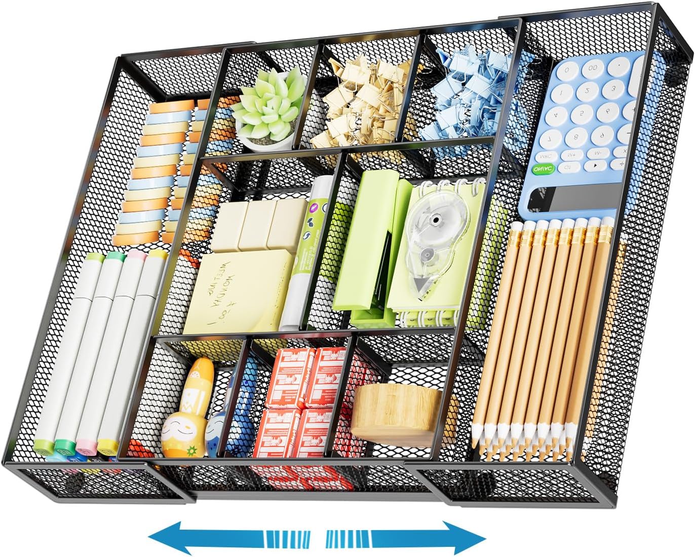 Marbrasse Expandable Desk Organizer - Adjustable Compartments