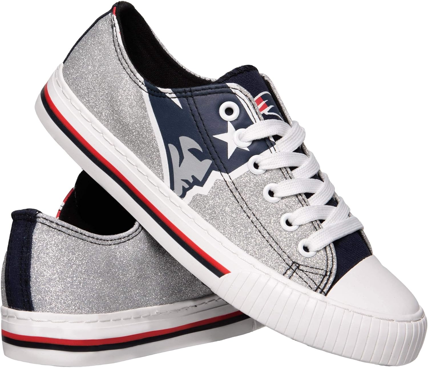 FOCO Women's NFL Team Logo Glitter Low Top Canvas Sneakers