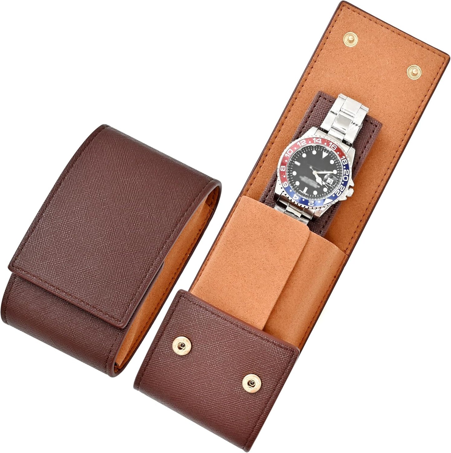 Premium Brown Leather Watch Travel Case