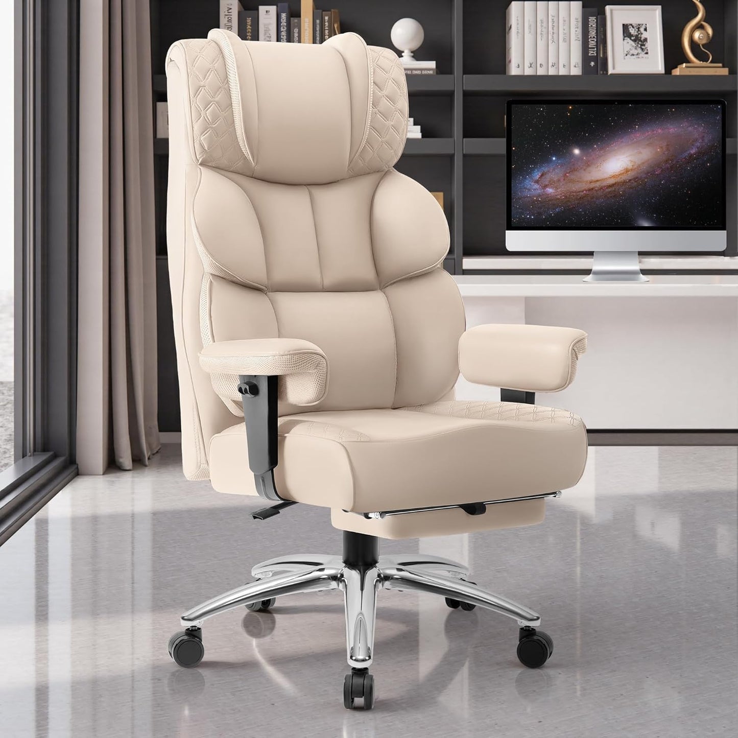 Big and Tall Leather Gaming Chair with Footrest for Comfort