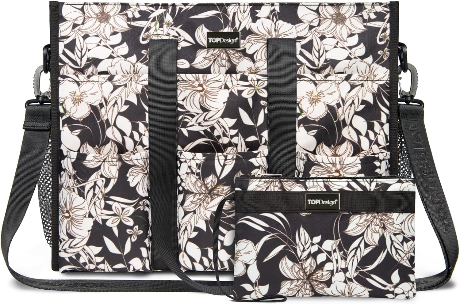Utility Water Resistant Tote Bag with 22 Pockets for Women