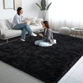 Black Area Rugs for Living Room, 6x9 Fluffy Shaggy Soft Carpets
