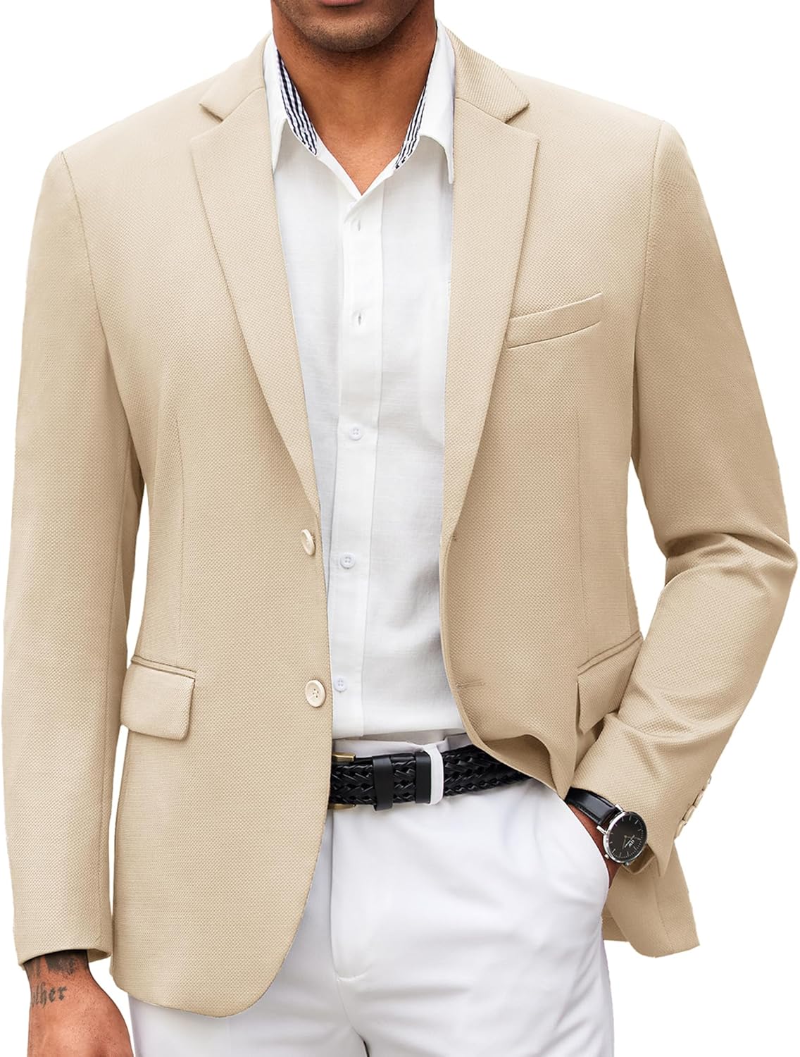 COOFANDY Mens Casual Blazer Slim Fit Lightweight Knit Jacket