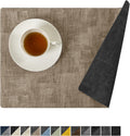 Reversible Vinyl Placemats Set of 8 - Heat Resistant, Waterproof Table
