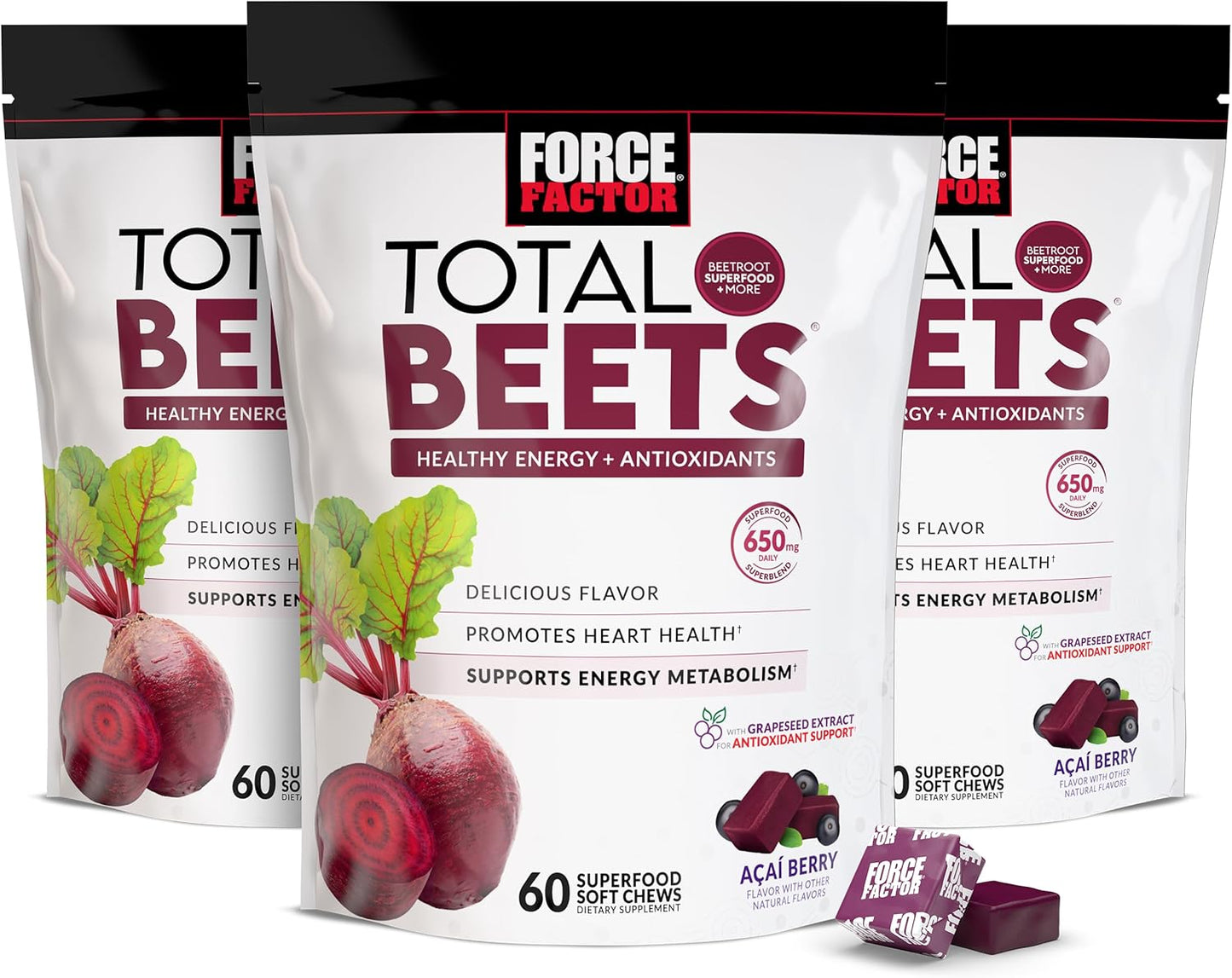 Force Factor Total Beets Soft Chews for Heart-Healthy Energy
