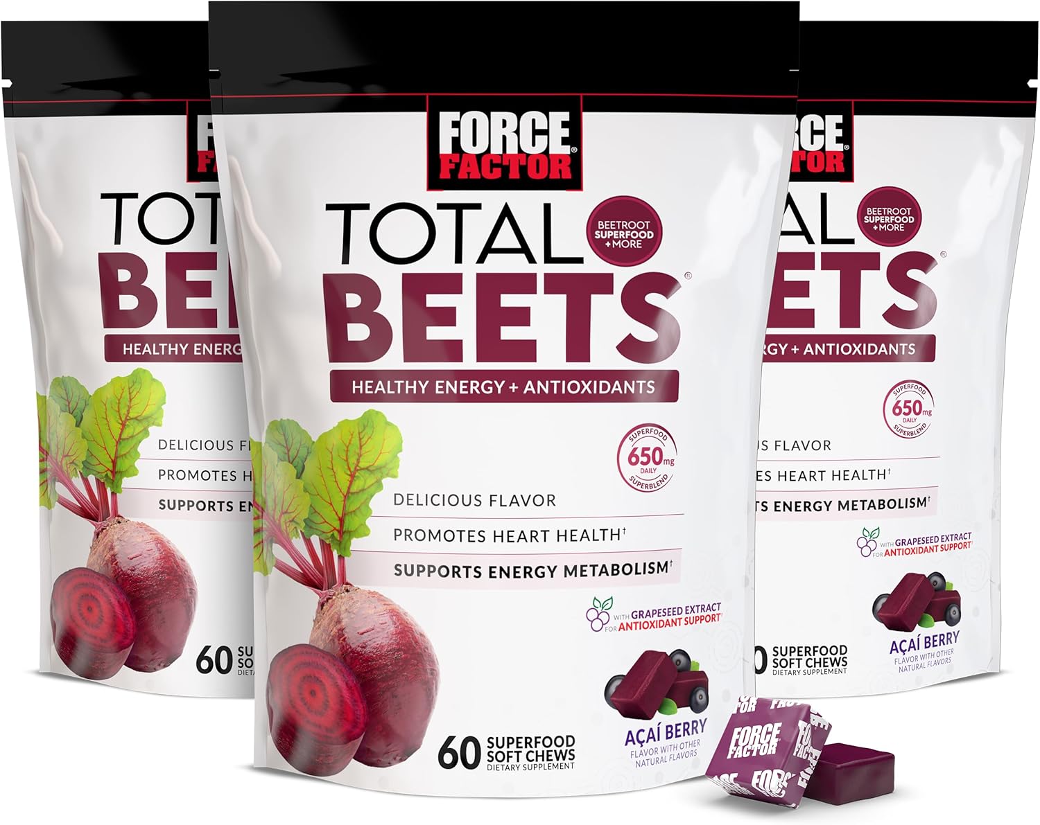 Force Factor Total Beets Soft Chews for Heart-Healthy Energy