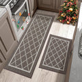 Kitchen Rugs Non-Slip 2 Piece Set - Washable TPR Backing