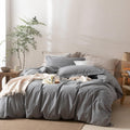 Pinstripe Duvet Cover Queen Size 90in x 90in - Breathable Washed