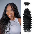 Human Braiding Hair 16 in Deep Water Wave Bulk - Natural Wet & Wavy
