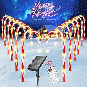 Large Solar Candy Cane Christmas Decorations with Remote Control