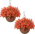 Artificial Fall Hanging Mums 2 Pack - Realistic Outdoor Hanging
