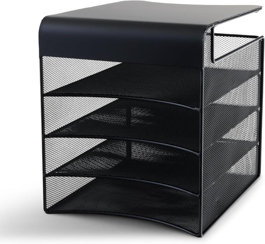 Safco Under Desk Organizer: 4-Tray Steel Mesh Mail Sorter
