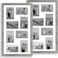 12x22 Picture Frame Set of 2 Grey Collage Frame - Sturdy Wood & Glass