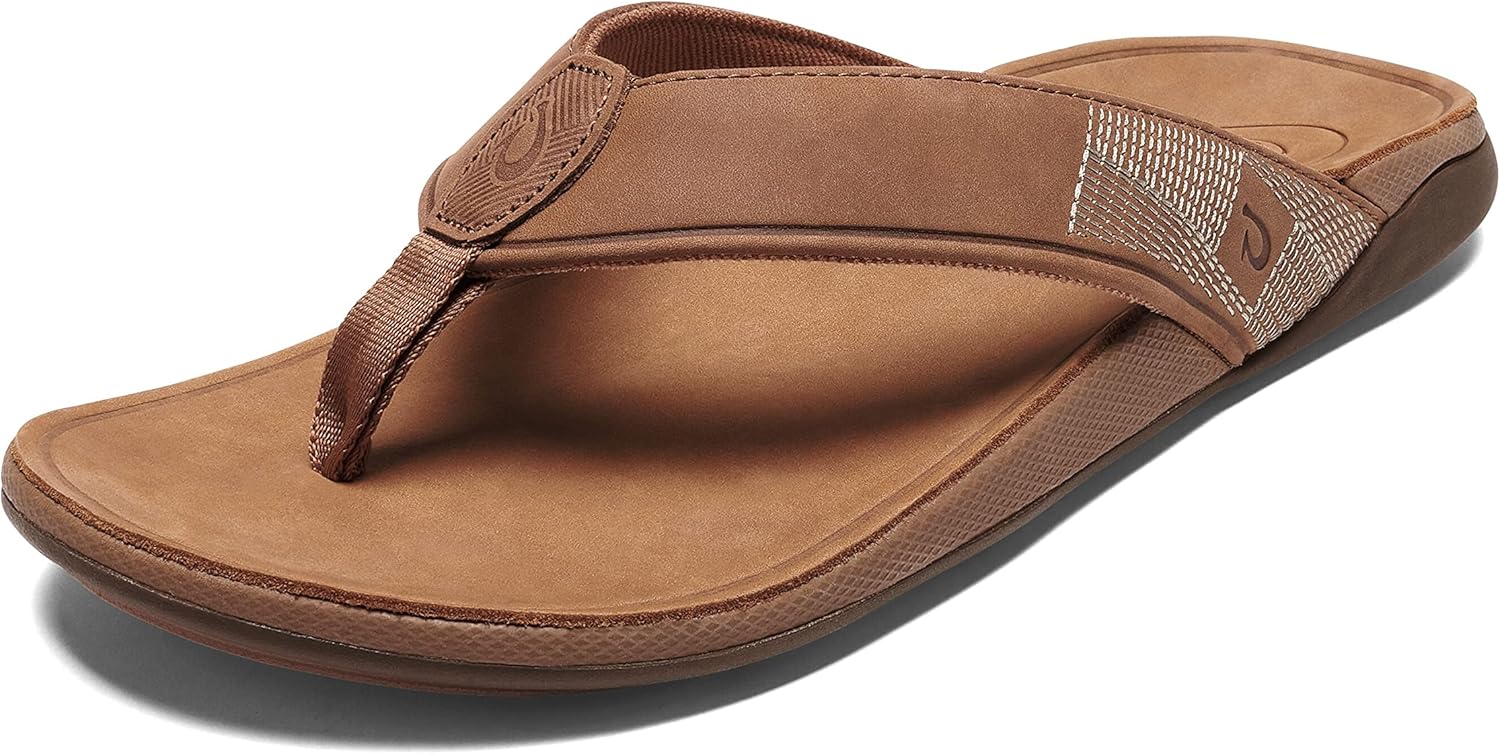 OLUKAI Tuahine Men's Waterproof Leather Sandals for Comfort